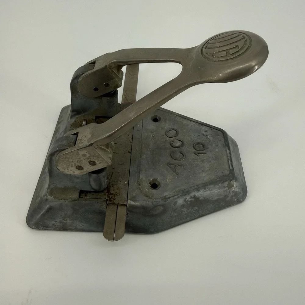 Acco Paper Punch, VTG Metal 2 Hole Puncher, Office Holepunch Retro Paper Puncher
